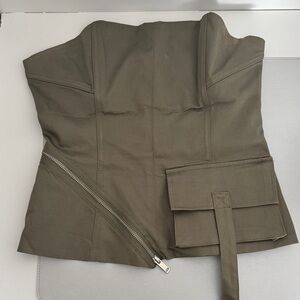 Zara Olive Green Strapless Tank Top